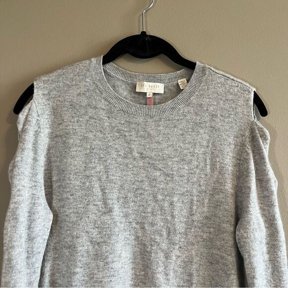 ✨ Ted Baker London Gray Bow Sleeve Wool Blend Sweater 6 - Picture 2 of 10